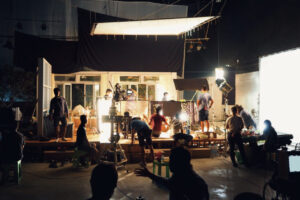 Making of movie video in big production studio